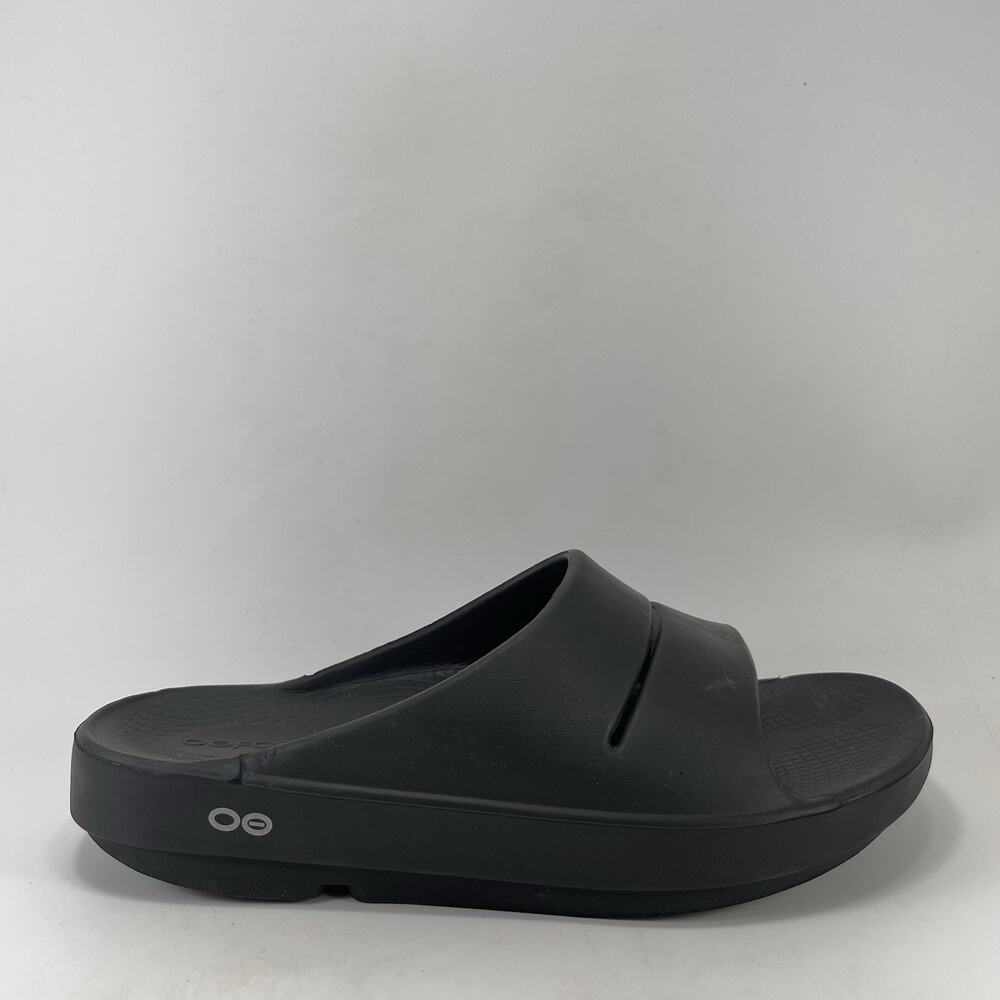 OOFOS OOahh Black Recovery Slide Sandals Womens Size 9 Comfort Shoes, Mens 7